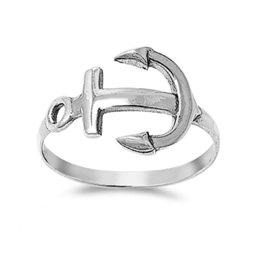 Princess Kylie Sterling Silver Plain Sideways Looped Cross Ring