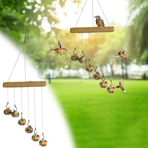 EARKITY Wind Chime Hummingbird Feeder for Outdoors, 2024 New Charming Wind Chimes Hummingbird Feeders Ant and Bee Proof, Humming Bird Feeder Ball for Outside Garden Decor, Never Leak