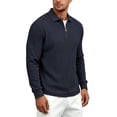 thumbnail image 4 of LYSMORA Men's Cable Textured Lapel Quarter Zip Long Sleeve Polo Shirt, Loose Fit Casual Business Athletic Tops, 4 of 8