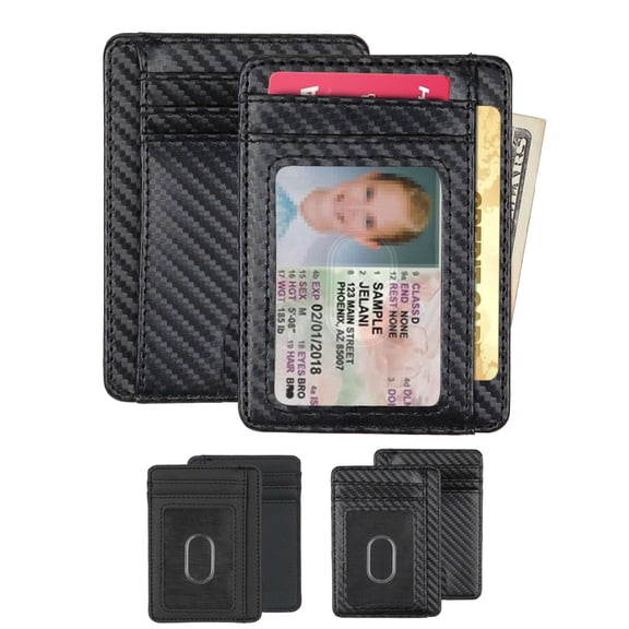 LAVA Slim Minimalist Front Pocket RFID Blocking Leather Wallets for Men Women Genuine Leather Card Holder Wallet Black