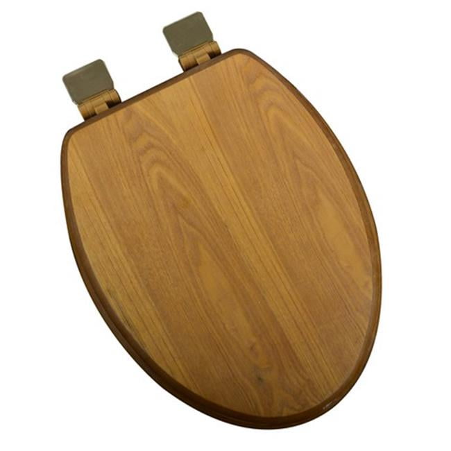 Decorative Wood Elongated Toilet Seat Polished Brass , Light Oak