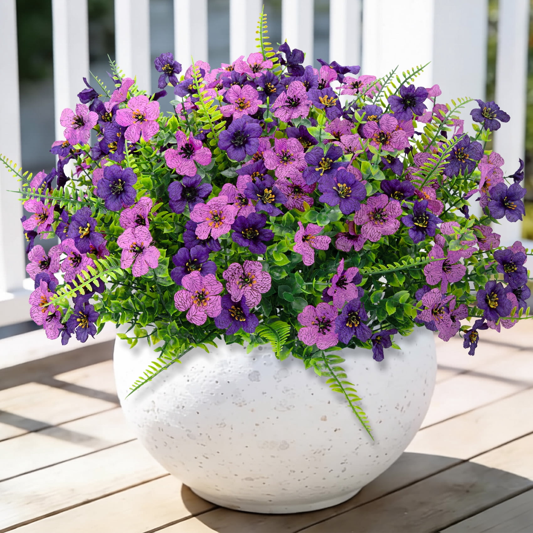 Scidweet Artificial Flowers for Outdoors, 18 Bundles Faux Fake Flowers Plants UV Resistant No Fade for Home Garden Porch Patio Decor