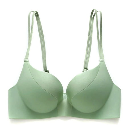 

Rumida Everyday Wireless Women Bras V-Neck Lingerie Brassiere Bralette Seamless wireless seamless women fashionable women bra Green 34/75ab