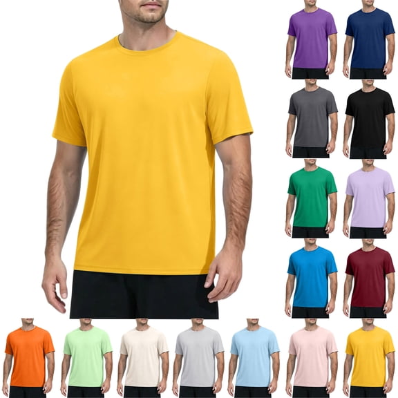 Leidass Men's T Shirt Short Sleeve UPF 50 Lightweight Moisture Wicking Crew Neck T-Shirt Casual Summer Tee Shirts Beige L