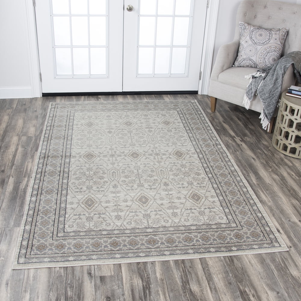 Rizzy Rugs Panache Area Rug PN6976 Beige Geometric Floral 6' 7" x 9' 6" Rectangle
