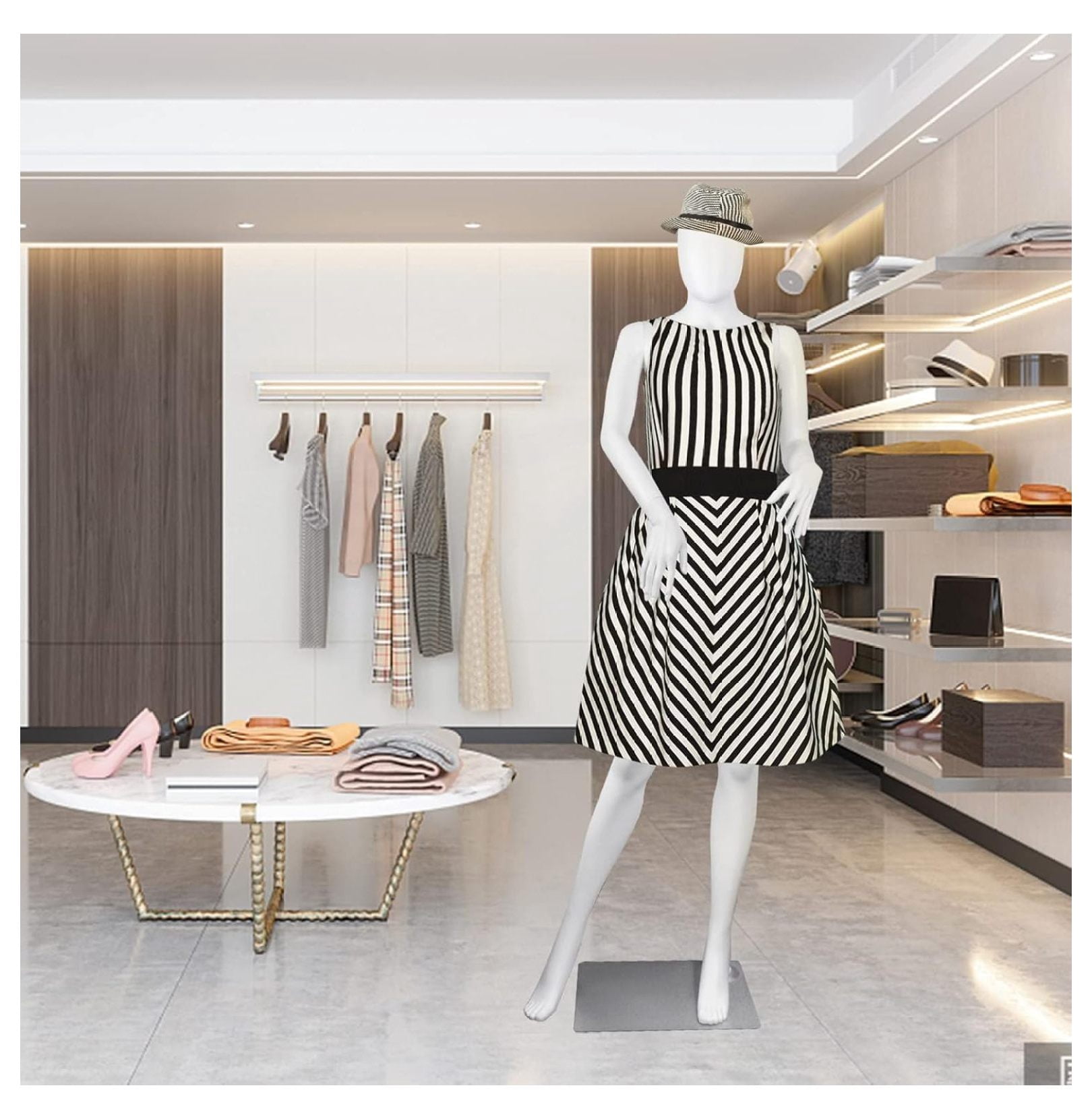 Female Mannequin Dress Form Manikin Body 69 Inches Adjustable Maniquins Dress Model Full Body Plastic Detachable Manequins Stand Metal Base Metal Connector