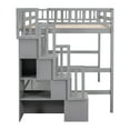 thumbnail image 6 of Grey Loft Bed With Desk, Storage Shelves And Reliable Staircase For A Secure Peaceful Bedroom Full Size - Elevate Your Bedroom's Practicality Style, 6 of 7