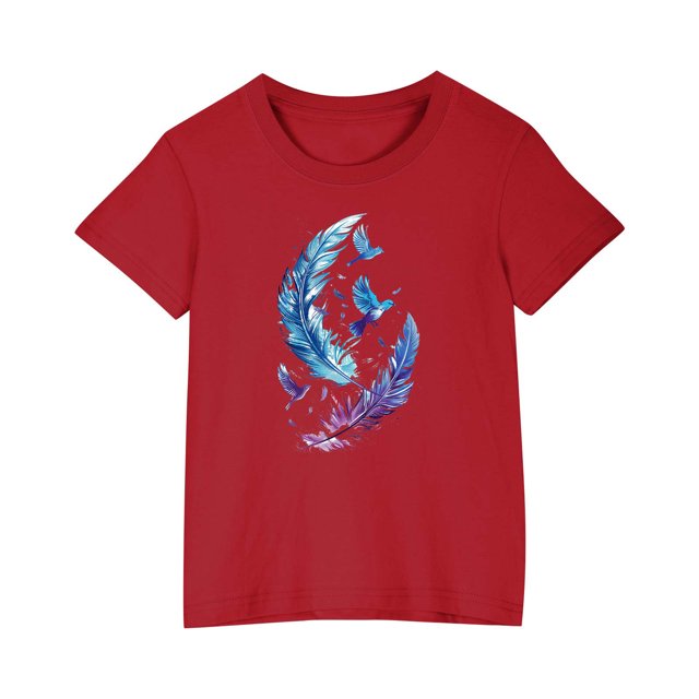 RXIRUCGD 2025 Vêtements d'Été pour Enfants T-shirt Imprimé Mode Mignon Col Rond Manches Courtes