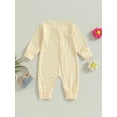 thumbnail image 3 of Newborn Baby Girl Fall Outfits Dainty Daisy Print Jumpsuit Long Sleeve Round Neck Zipper Full Length Romper, 3 of 7