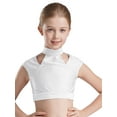 thumbnail image 2 of iiniim Kids Girls Lyrical Dress Rhinestone Crop Top with Asymmetric Skirt Skating Dancewear White 8, 2 of 7
