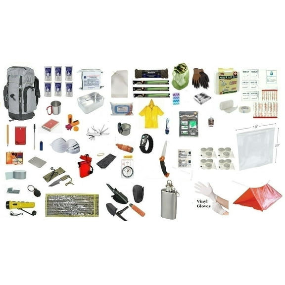 Gray/Black 3 Day Medium Survival Backpack Emergency Pack Disaster Kit