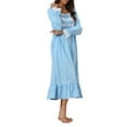 thumbnail image 4 of INSPIRE CHIC Women's Nightgown Long Sleeve Ruffle Night Shirt Sleepwear with Pockets L Blue, 4 of 6