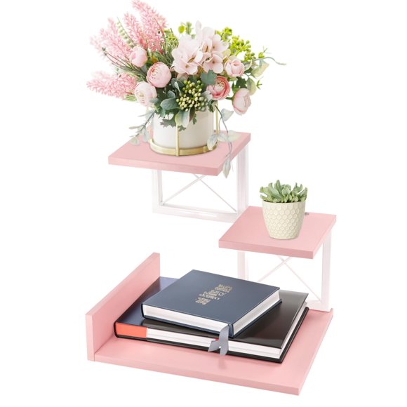 Jolitac Wood Desktop Shelf, Desktop Organizer Office Storage Rack Adjustable Wood Display Shelf 3 Tier Storage Display Rack Office Decor Stand Shelve