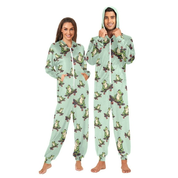 joogoo Frogs on Skateboards Unisex Adults Onesies Pajamas Jumpsuits L