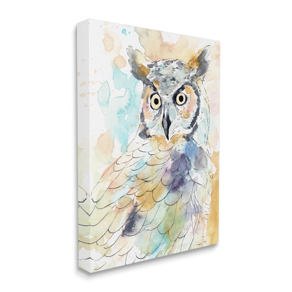 Stupell Industries Majestic Owl Portrait Bird Watercolor Design Canvas Wall Art, 36 x 48, Design by Annie Warren