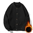 thumbnail image 2 of Txeol Mens Winter Fleece Coats Thicken Warm Jackets Casual Loose Long Sleeve Button Down Coat with Pockets 2025,Black,L, 2 of 6