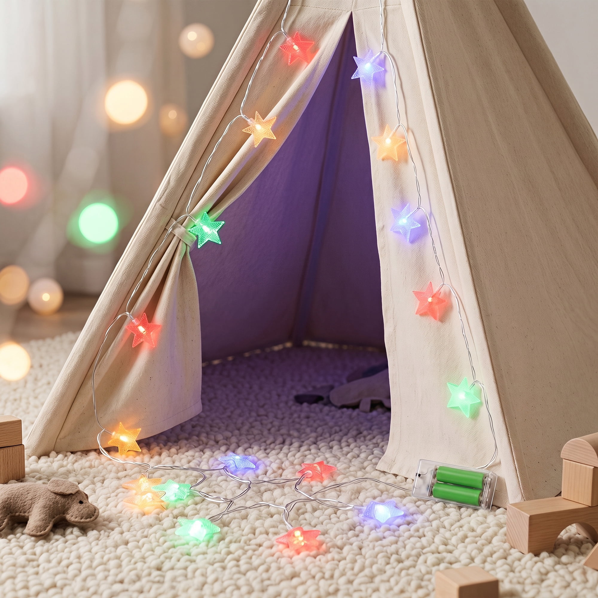 Unique Bargains 3D Star Lights with Flexible Design 6.6 ft Colorful Battery Operated