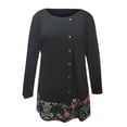 thumbnail image 5 of Moda mujer otoño casual manga completa botón o-cuello estampado floral empalme vestido Fridja  nbo2378, 5 of 5