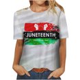 thumbnail image 2 of Puntoco Juneteenth Moda Mujer Camiseta Casual Impreso Cuello Redondo Manga Corta Jersey tops Blusa Puntoco Puntoco-3071, 2 of 5