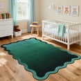 thumbnail image 2 of Garvee 8'x10' Scalloped Area Rugs Modern Abstract Washable Rug, Neutral Farmhouse Carpet Non-Slip Low Pile Indoor Rug for Living Room Bedroom Home Office, Green, 2 of 8
