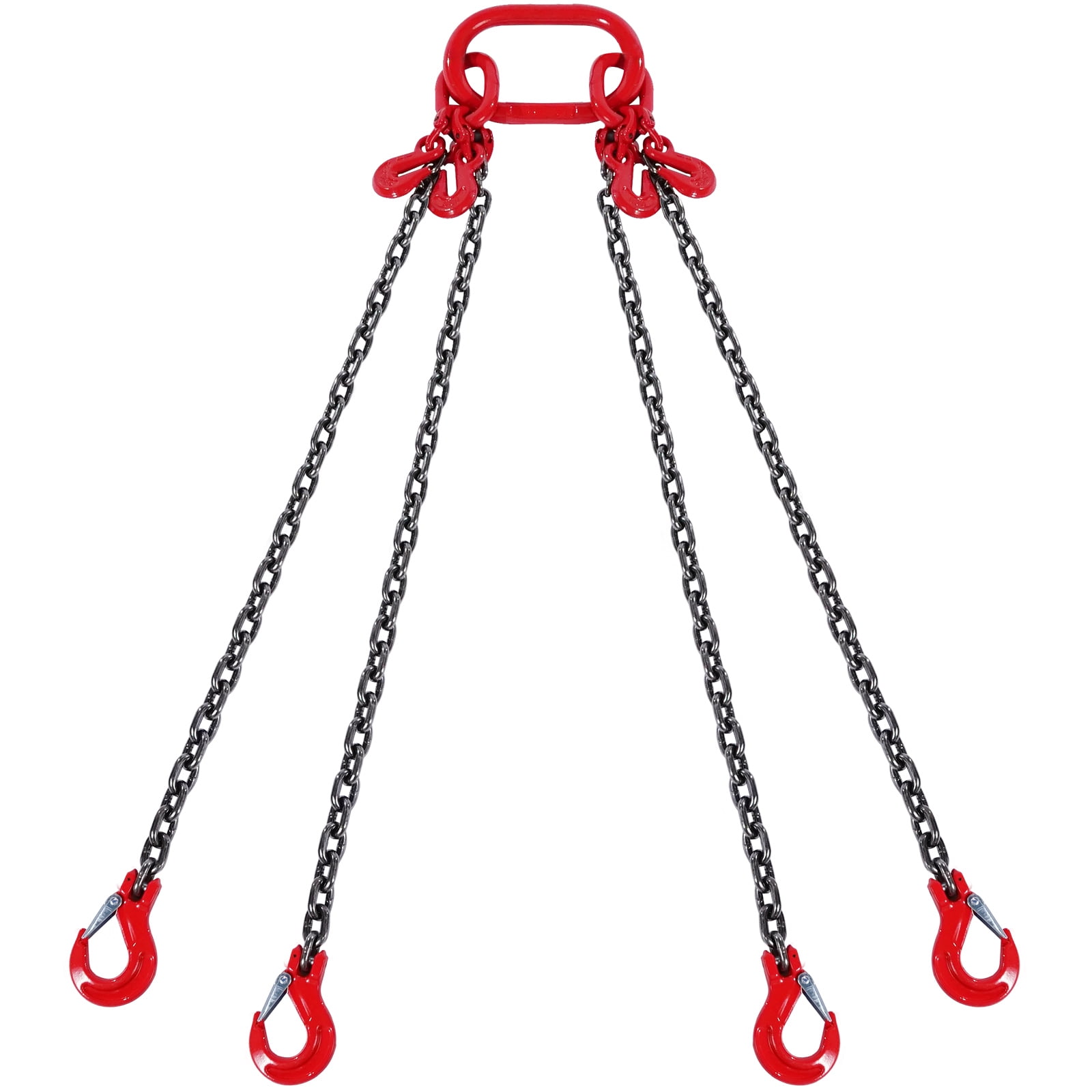KFFKFF Chain Sling, 5/16 inch x 10 ft Chains for Lifting with Hooks, G80 Engine Hoist Chains, 11000 lbs/5 Ton Chains for Lifting Slings for Engine Hoist, Engine Lifting Chain with 4 Leg Grab Hooks