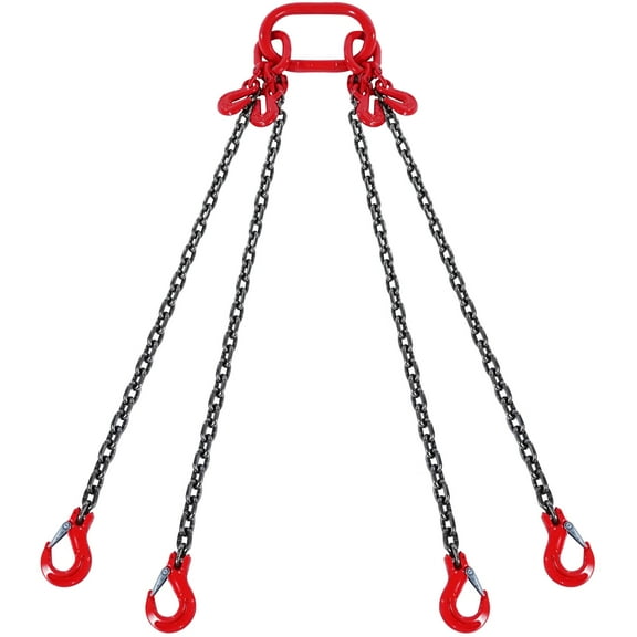 VEVOR Chain Sling, 5/16 inch x 10 ft Lifting Chains with Hooks,G80 Engine Chain Hoist Lifts, 11000 lbs/5 Ton Lifting Sling Chains for Engine Hoist, Engine Lift Chain with 4 Leg Grab Hooks & Adjusters
