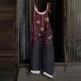 thumbnail image 2 of Women's Vintage Cotton Linen Overalls with Christmas Print - Casual Loose Jumpsuit with Shoulder Straps & Pockets, Dark Red, Size XL, 2 of 5