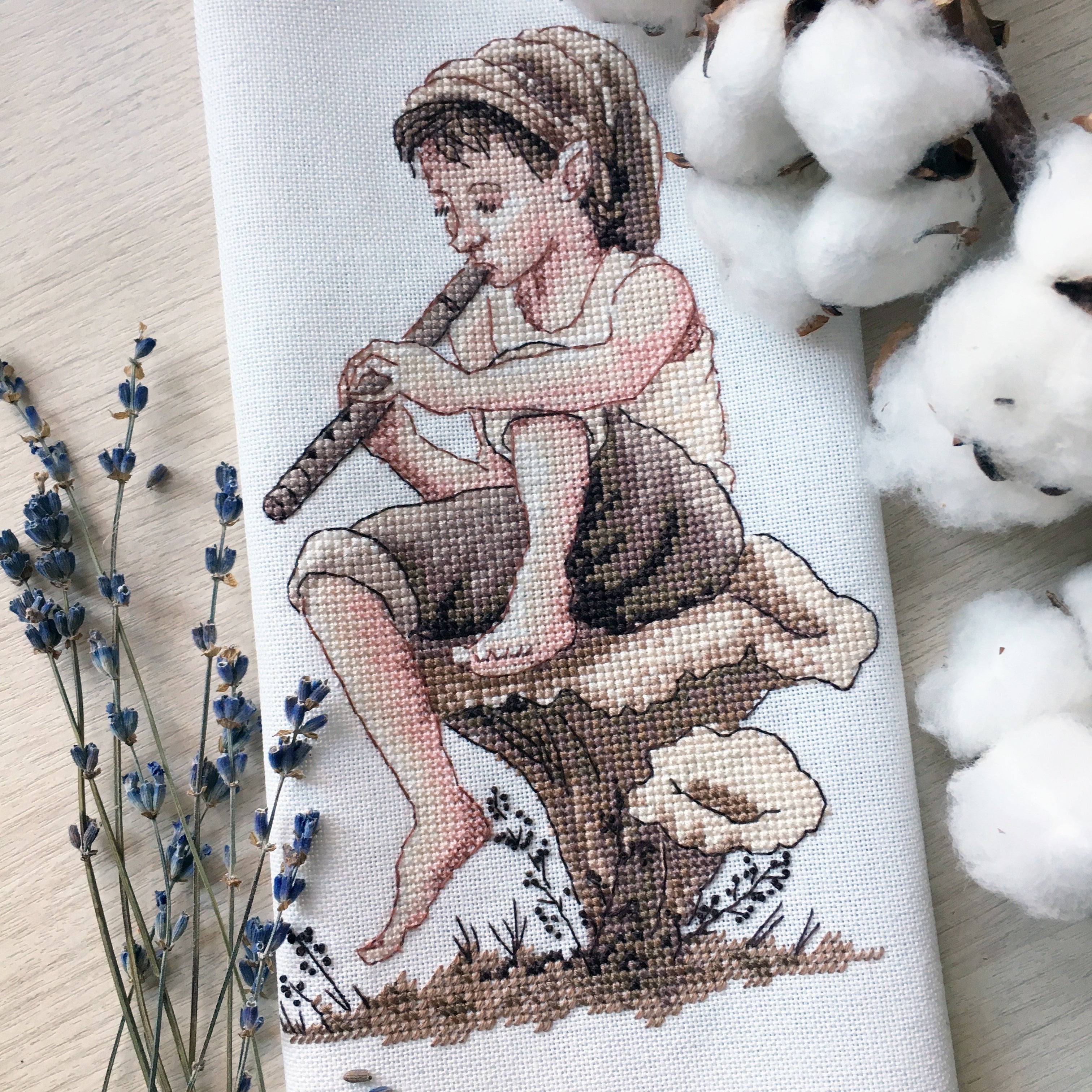 Counted Cross-Stitch Kit Shepherd Boy MN-42 Needlework By NeoCraft Gray Embroidery Canvas Cotton