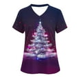 thumbnail image 4 of Christmas Scrubs for Women, Aofany Xmas Tree Print Scrubs Tops Workwear Short Sleeve V Neck Nurse Shirt Working Uniforms Medical Scrubs with Pockets, 4 of 5