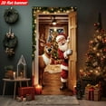 thumbnail image 2 of BAOPAI 70.86x35.43in Christmas Door Cover Decorations Santa Claus Front Door Cover Xmas Hanging Banners Background for Christmas Xmas Holiday Winter Home Indoor Outdoor Decorations(Red), 2 of 6