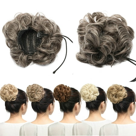 S Noilite Real Natural Curly Messy Hair Buns Extensions Hair Piece