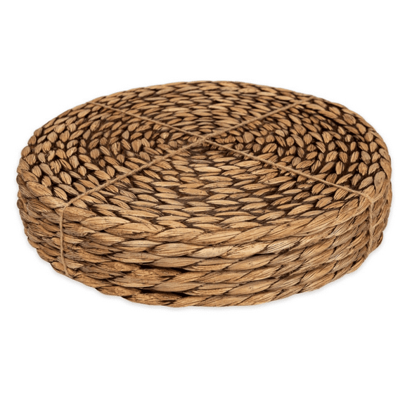 Woven Placemats (13.5" Set of 6, Brown Wash) Round Placemats, Wicker Placemats, Rattan Placemats, Plate Chargers
