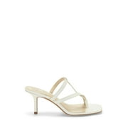 Vince Camuto Women's Soraja Toe-thong Heeled Slide Sandal Crisp White