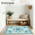 thumbnail image 3 of ODIKA 8'x10' Machine Washable Non-Slip Area Rug, Zen Garden Lotus Blossom with Peaceful Water Lily Reflections High Traffic Rug with Pad, Blue, 544150, 3 of 8