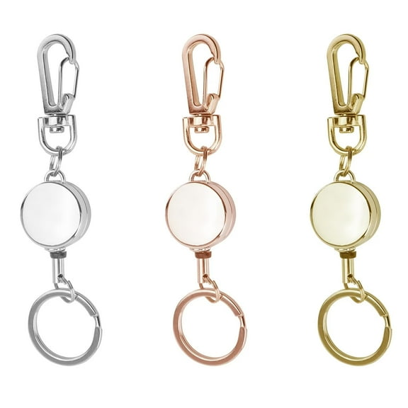3 Pack Retractable Keychain , Retractable Badge Holder, Badge Reel for Id Card Holders, Id Card Holder (Sliver,Rose Gold,Gold)