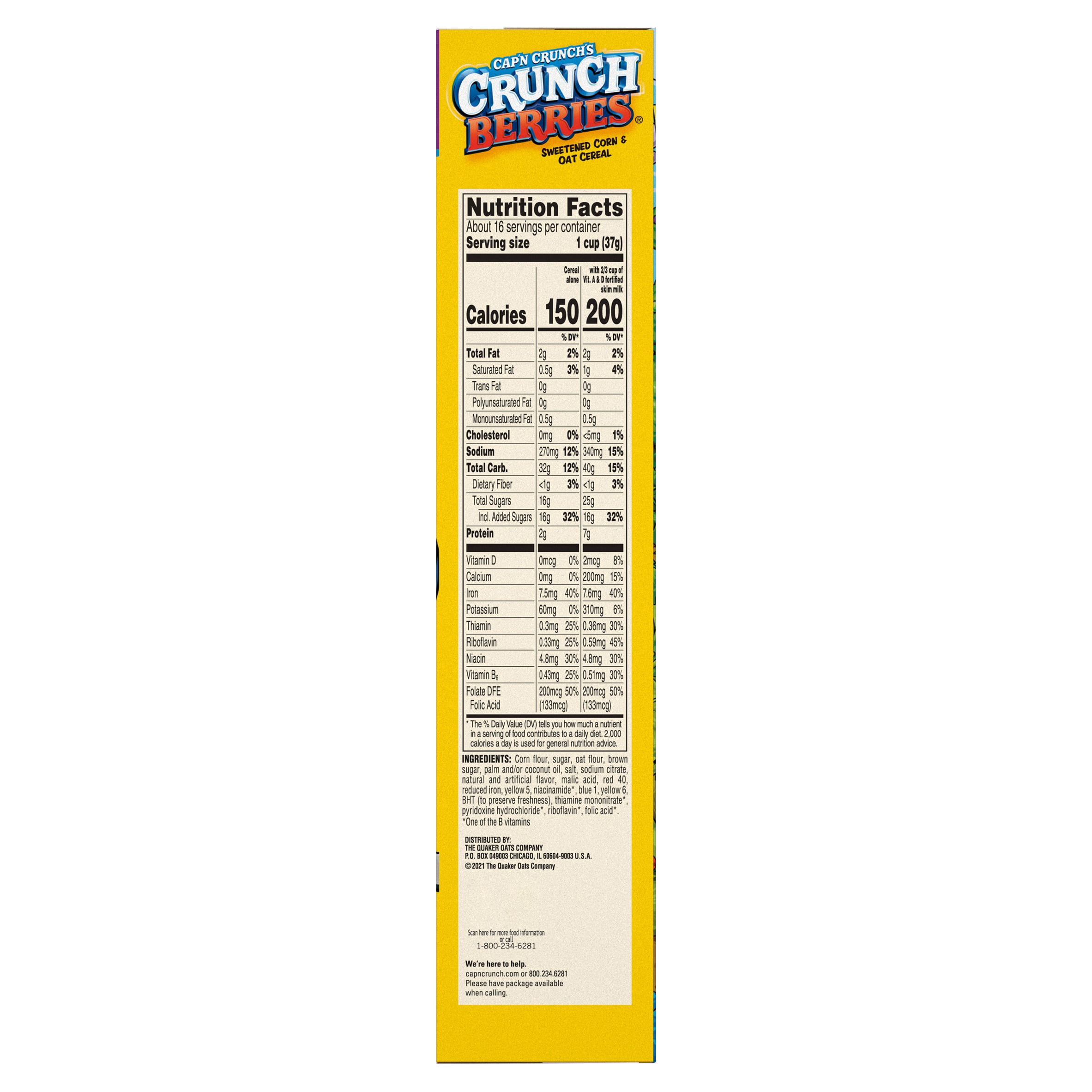 Cap'n Crunch's Crunch Berries, Kids Cereal, 20.5 oz Box ...