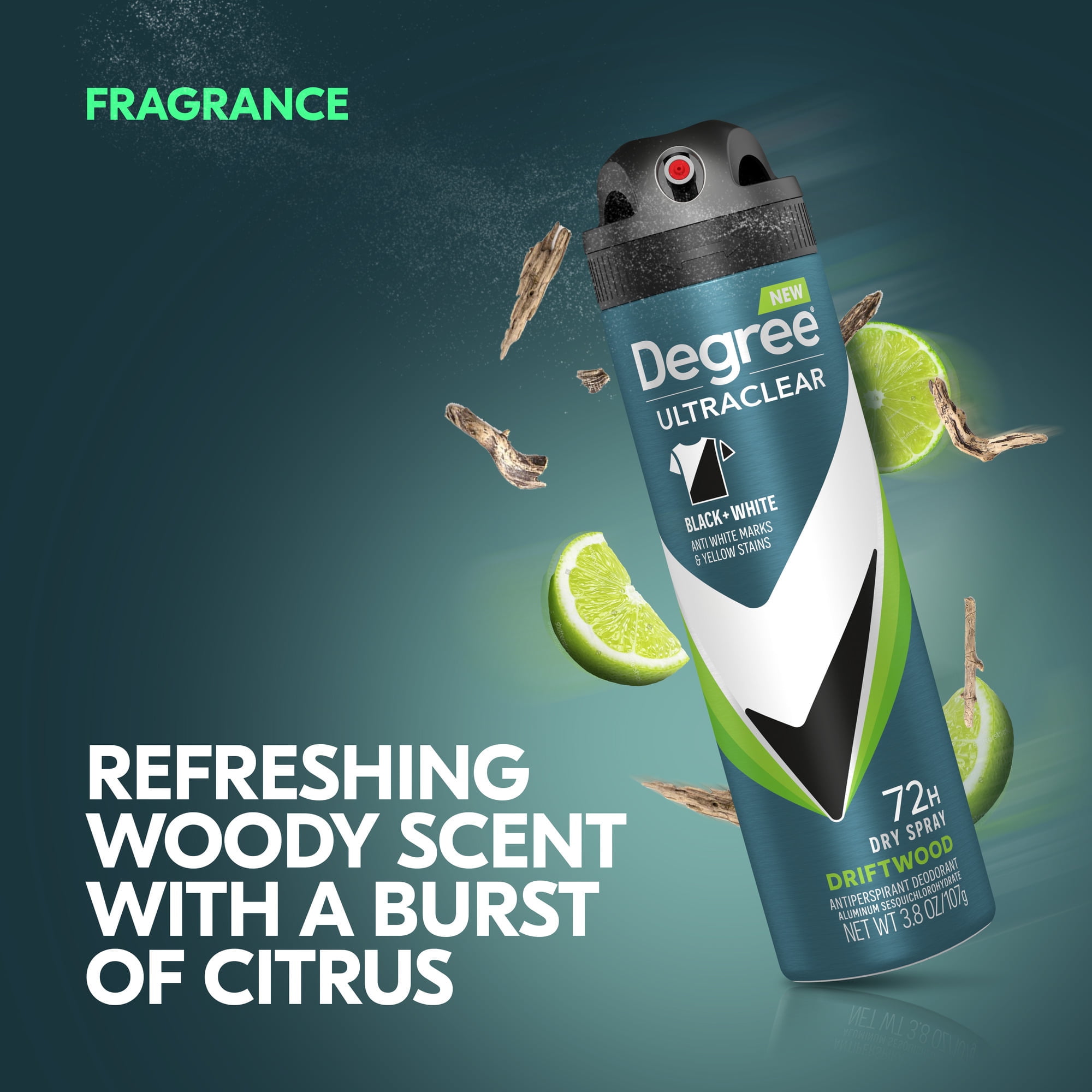 Degree Ultra Clear Long Lasting Antiperspirant Deodorant Dry Spray, Driftwood, 3.8 oz
