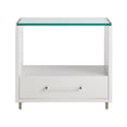thumbnail image 2 of Maklaine Wood Transitional Nightstand with Glass Top in White, 2 of 4