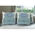 thumbnail image 6 of Ambesonne Moroccan Throw Pillow Cover 4 Pack, Eastern Ceramic Tile, 16", Pale Coffee Turquoise, 6 of 7