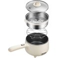 thumbnail image 3 of Bear Electric Cooking Pot with Steamer, 1.2L Stainless Steel Ramen Cooker, 2 in 1 Shabu Shabu Hot Pot, Multifunctional Cooker with Overheating Protection for Stew, Noodles-Beige, 3 of 5