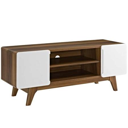 Media Sofa Modern Contemporary Urban Design Living Room Lounge Club Lobby Media TV Stand Console Table, Wood, Natural Brown White ()