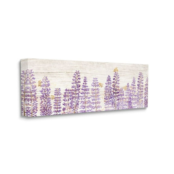 Stupell Industries Rustic Purple Lilac Florals and Honey Bees Canvas Wall Art Design by Ziwei Li, 17" x 40"
