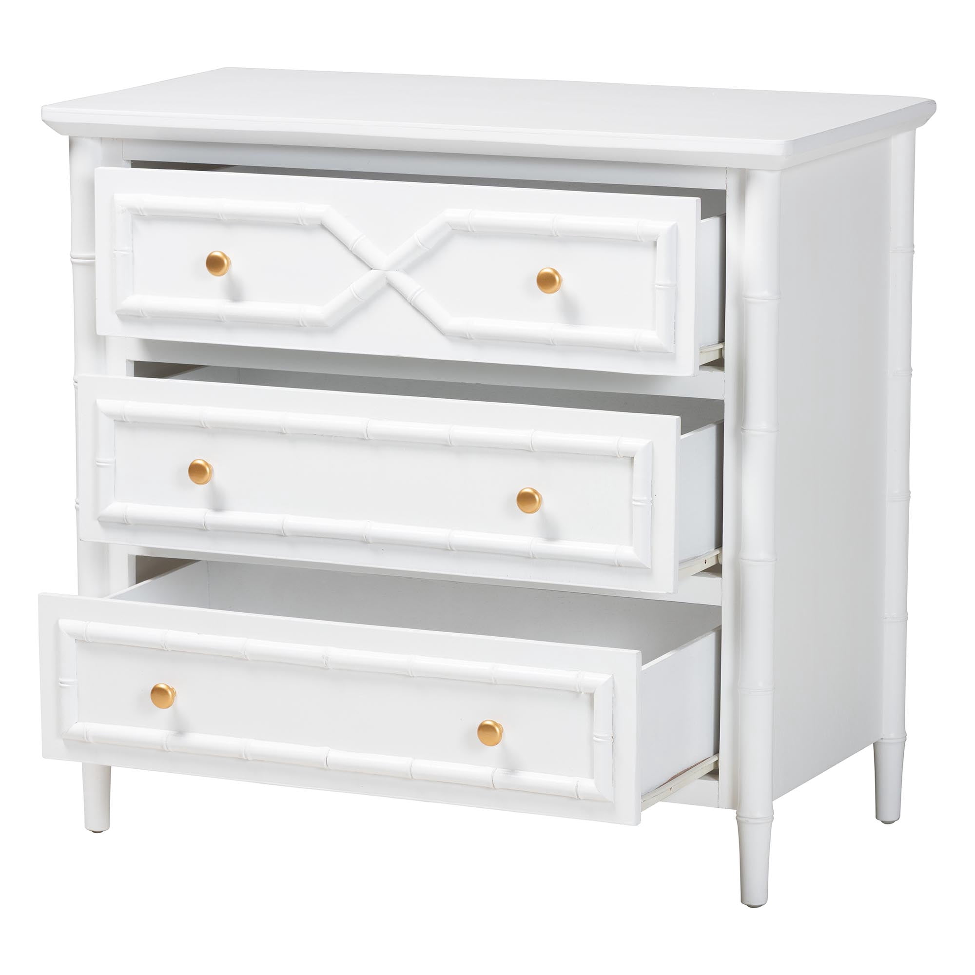 bali & pari Lucia Boho Chest, 3-Drawer, White