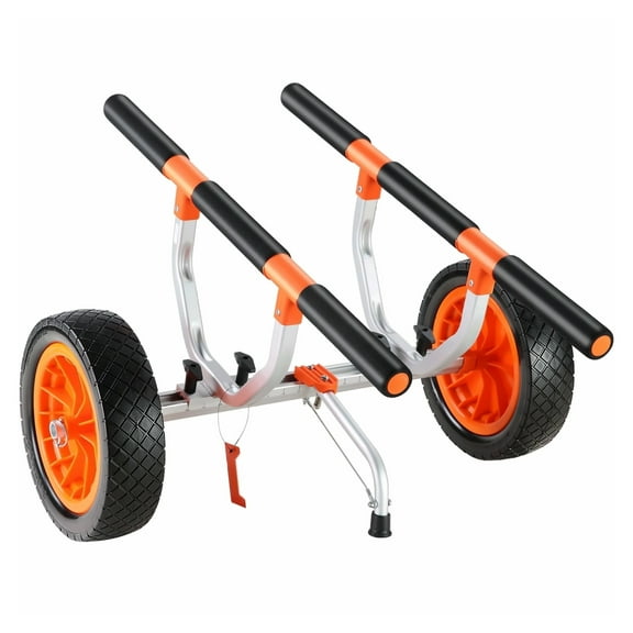 Kayak Cart Heavy Duty, Foldable Canoe Trolley with 12'' Tires, Adjustable Width 6.69-17.32", 350lb Capacity for Kayaks, Canoes, Paddleboards