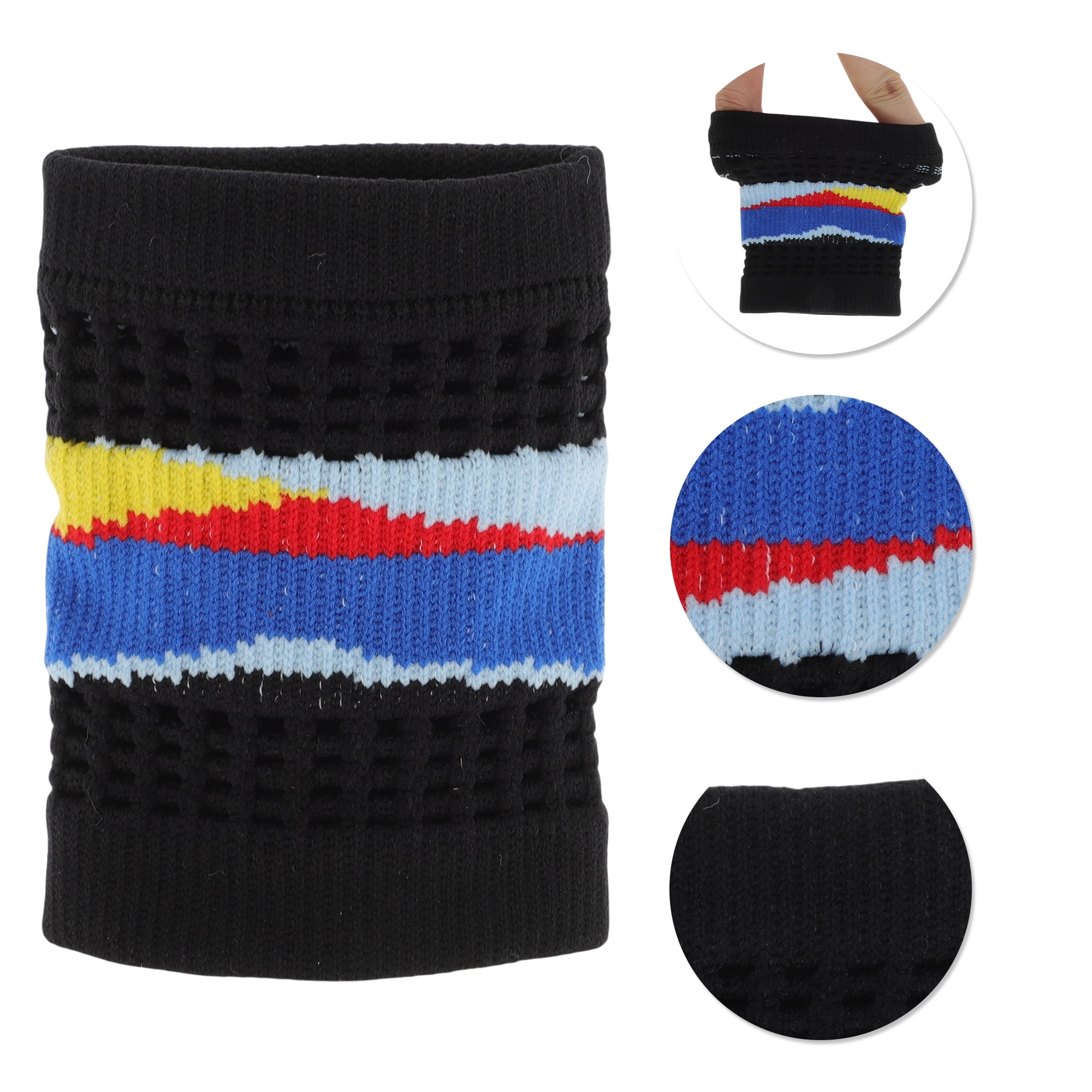 Unique Bargains Durable Perspiration Wicking Wrist Sweatbands 1 Pc Black Sky Blue