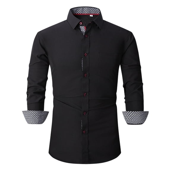 JUMESG Mens Dress Shirts Men's Dress Shirt Regular Fit Oxford Solid (Black,L)