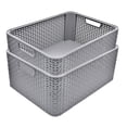 thumbnail image 1 of Paquete De 2 Cajas Organizadoras Duras Tipo Rattan Gris, 1 of 5