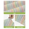 thumbnail image 4 of Colorful Striped Bar Stool Covers Set of 2, Modern Farmhouse Vertical Stripes Burlap Stretch Bar Chair Covers with Backs, Removable Pub Counter Height Chair Cover for Kitchen Dining Room Cafe, 4 of 7
