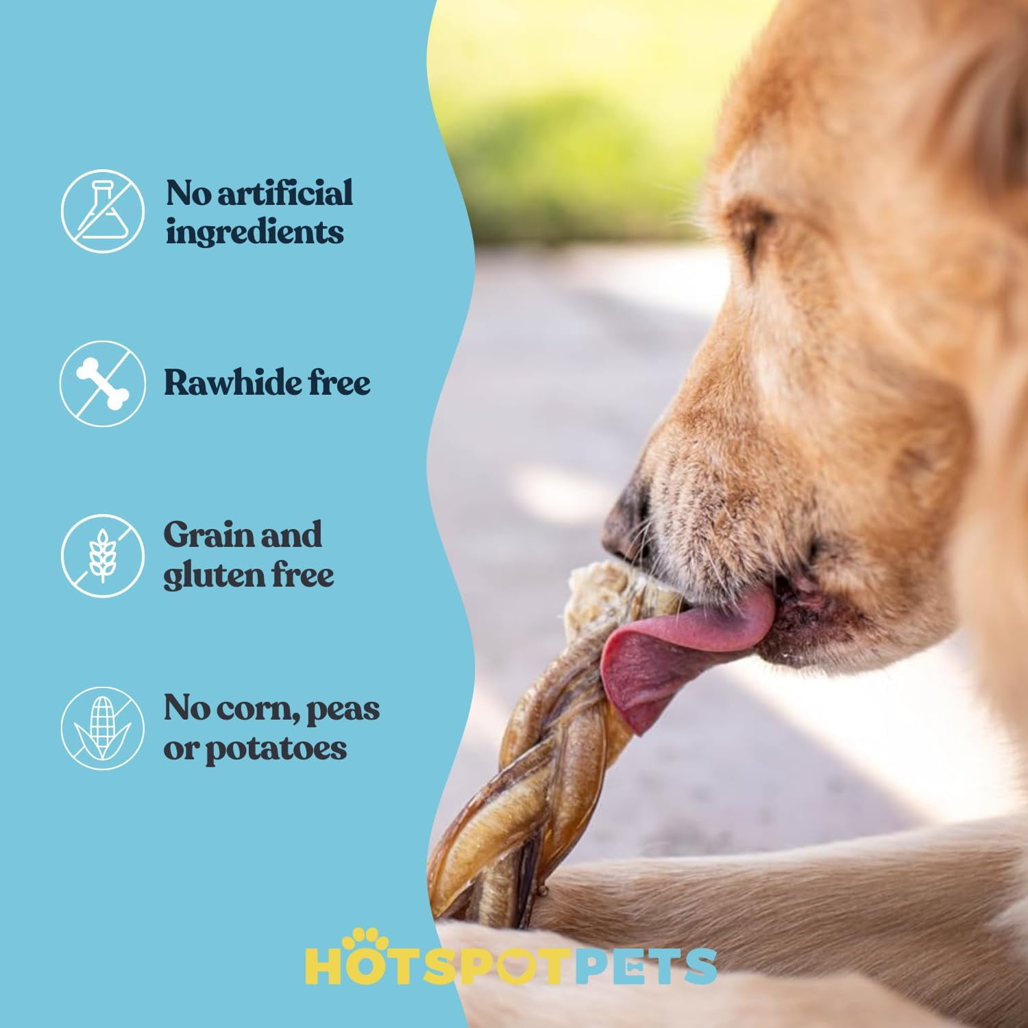 HotSpot Pets All Natural Braided Bully Sticks 6 Inch - 5 Pack - 100% Beef Chew Dog Treat for Large Dogs