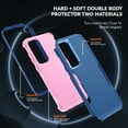 thumbnail image 5 of ELEHOLD Hybrid Case for Samsung Galaxy S24 6.2" Rugged Shockproof Anti-Scratch Anti-Fingerprint Protective Hard PC Cover Support Wireless Charging for Samsung Galaxy S24 - Blue+Pink, 5 of 8